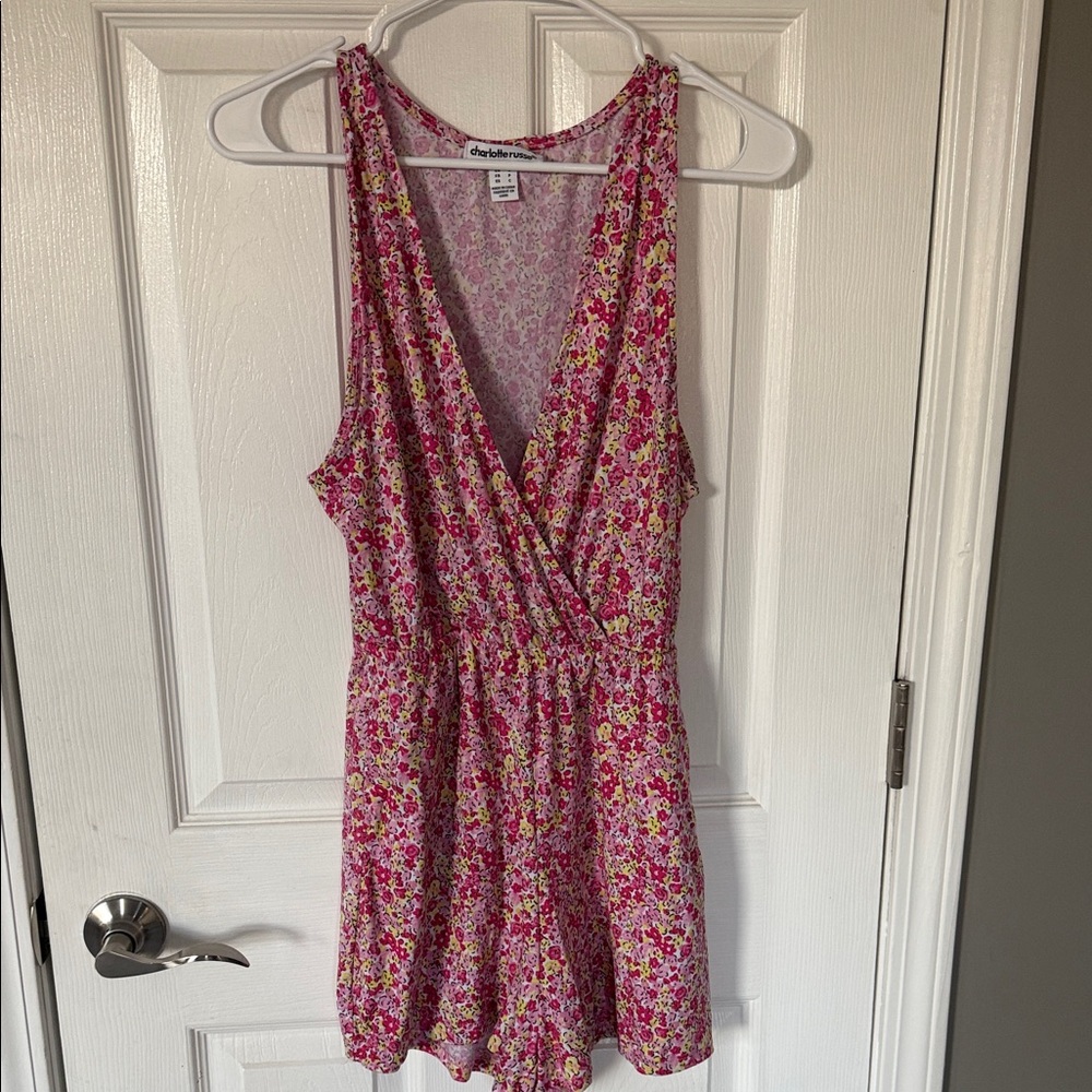 Charlotte Russe Pink Floral Jumpsuit